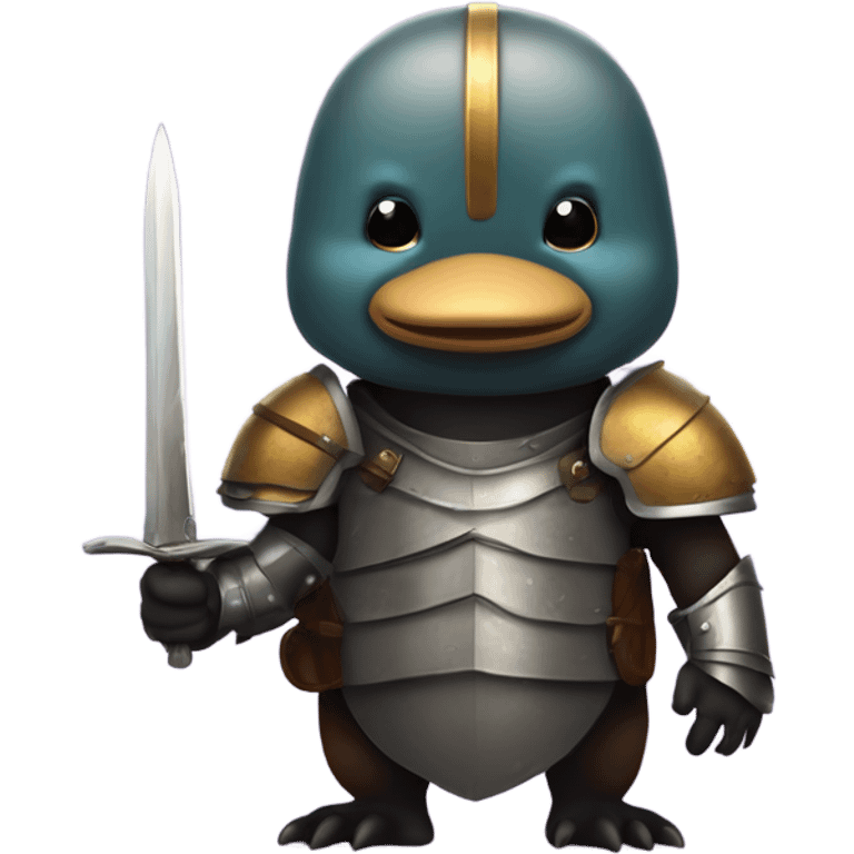 Evil platypus with knight armor emoji