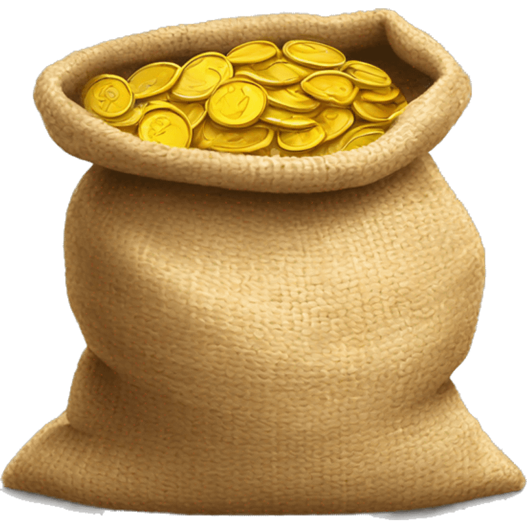 old open jute bag full of coins emoji