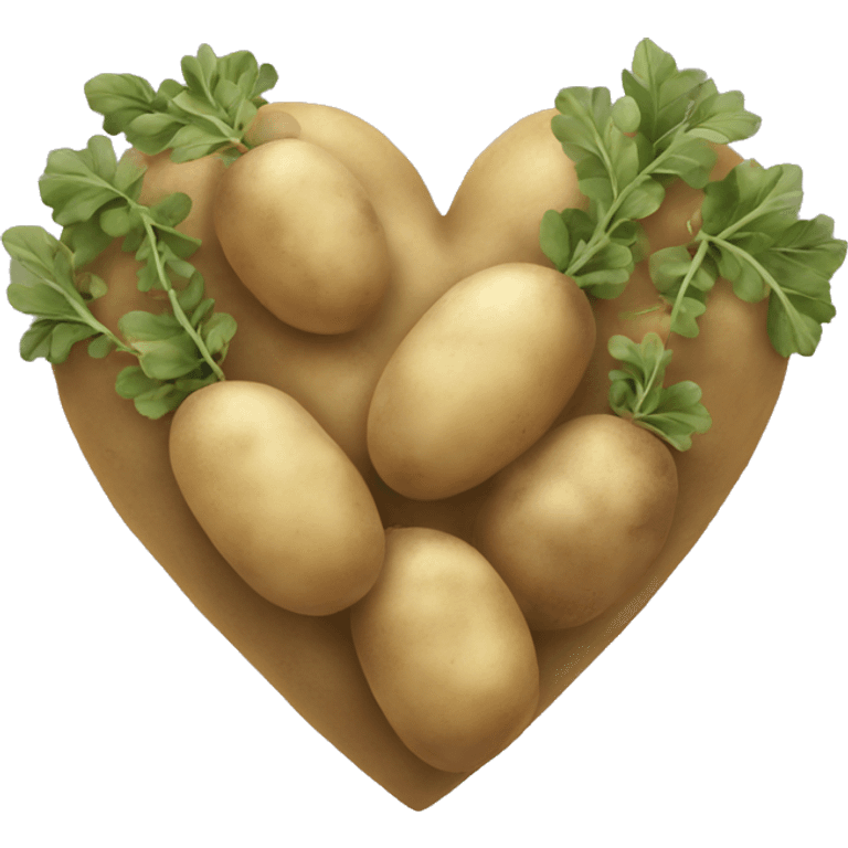 beige heart adorned with potatoes garland emoji