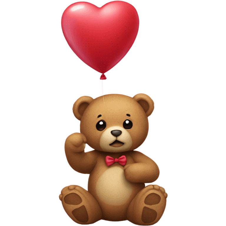 teddy bear holding a heart balloon blowing a kiss  emoji