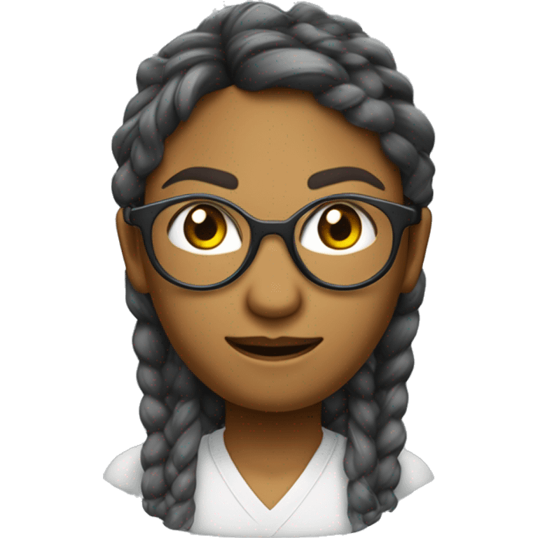 rapariga olhos azuis, cabelo ruivo aloirado, usa oculos redondos, pele branca, é engenheira informatica, avatar 3D emoji