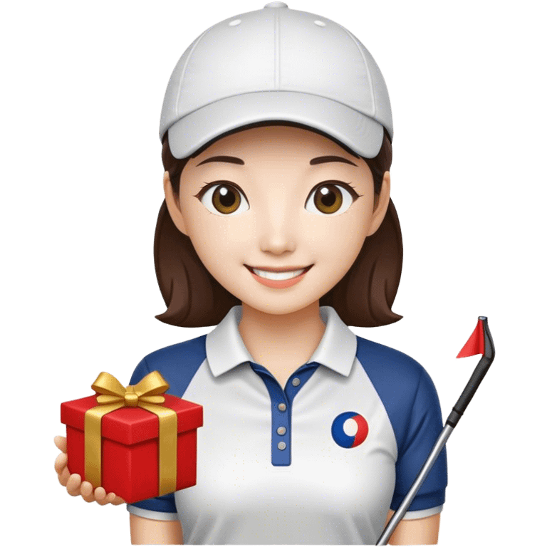 Korean Female Golf player with gift emoji