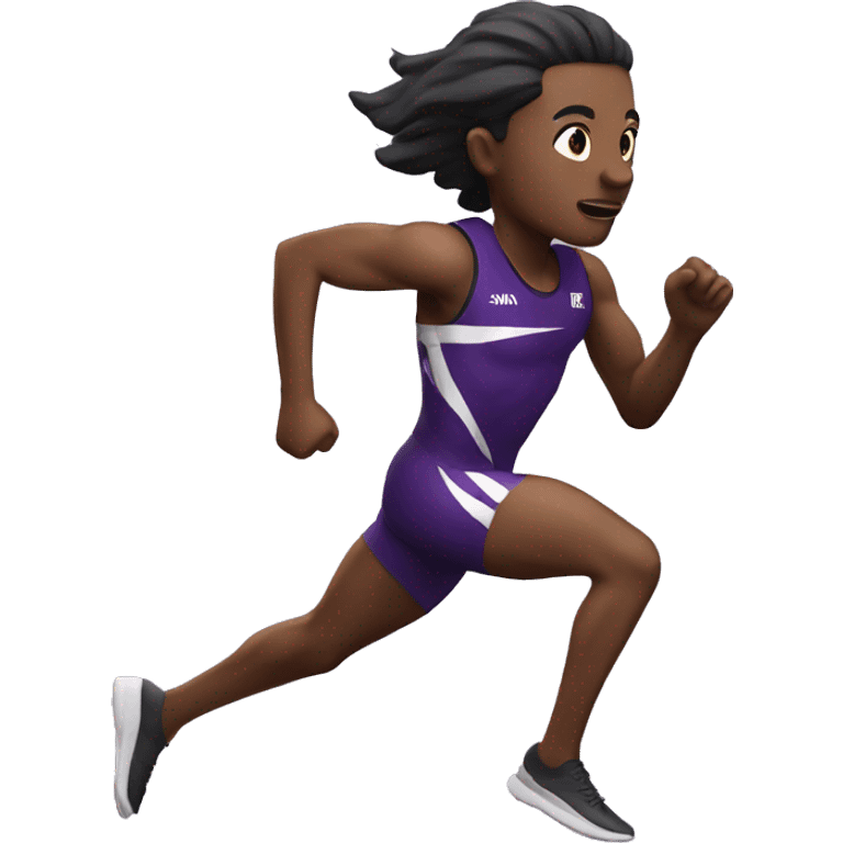 Track sprinter running in a deep purple uniform emoji