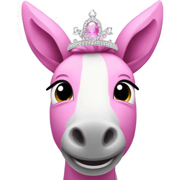 Pink donkey with sparkles wearing a tiara emoji