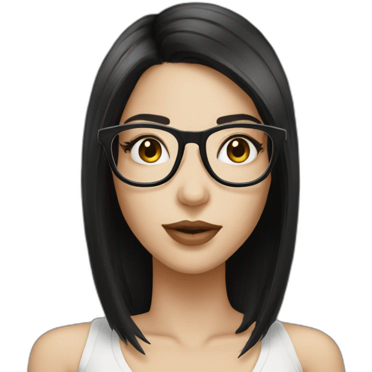 Glasses sexy girl with black hair and white skin emoji