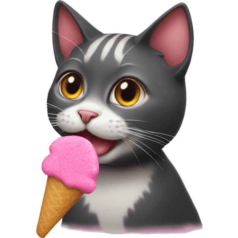 cat eating pink treat  emoji