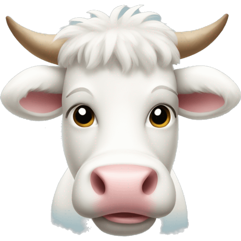 Fluffy white cow iOS 18 style emoji