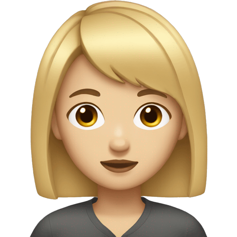 Girl with blond short hair bangs and Asian eyes emoji