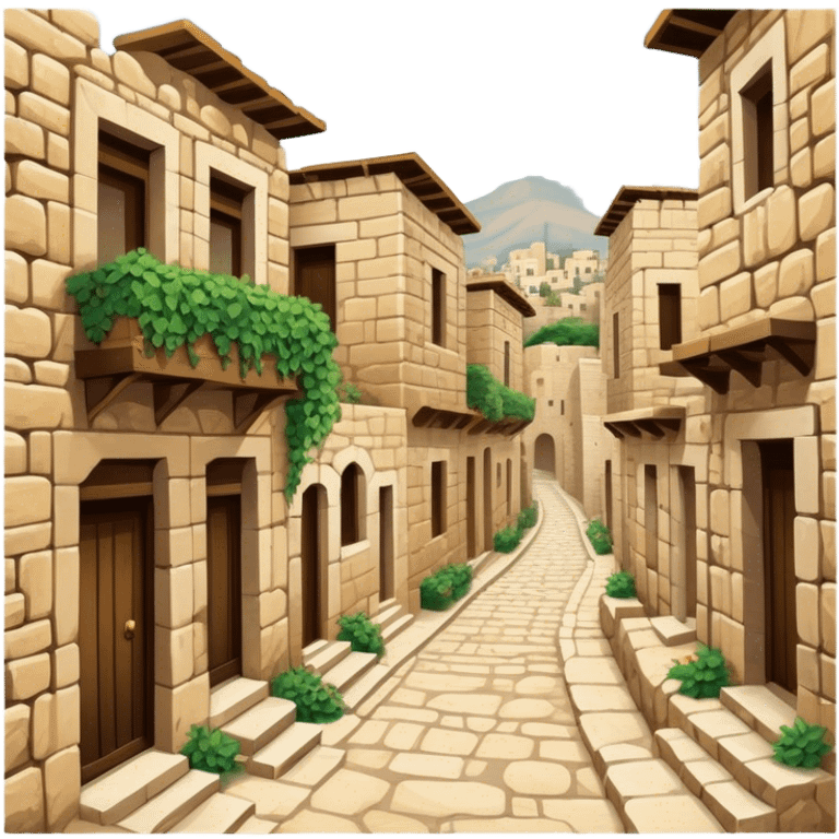 Byblos Old City Landmark Emoji – Portraying the historic stone houses, narrow streets, and Phoenician ruins. emoji