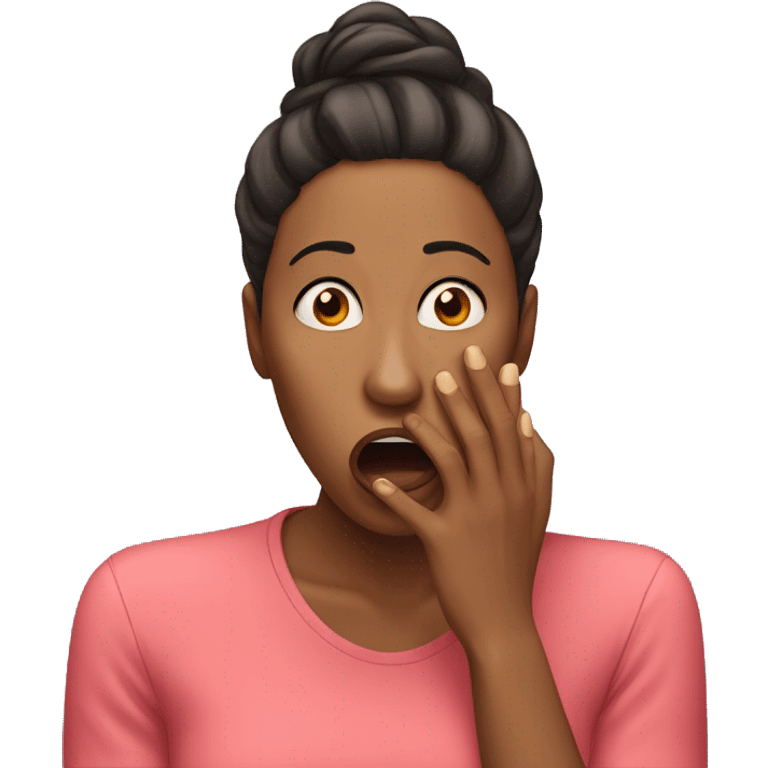 Woman shocked facial expression with hand over her mouth emoji