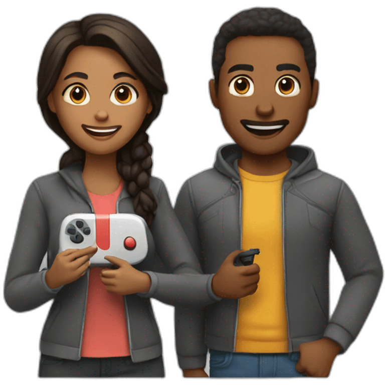 couple playing video game together emoji