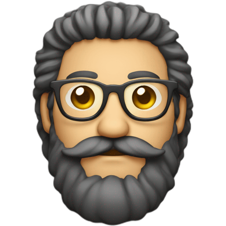 Hombre semicalvo con barba y bigote y gafas emoji