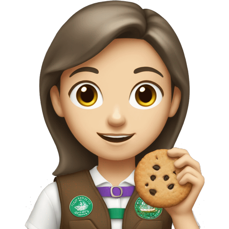 white girl scout selling cookie emoji