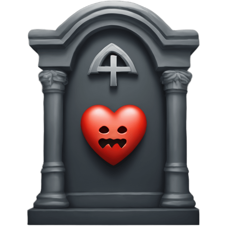 a black grave with the letters RIP on a silver heart emoji