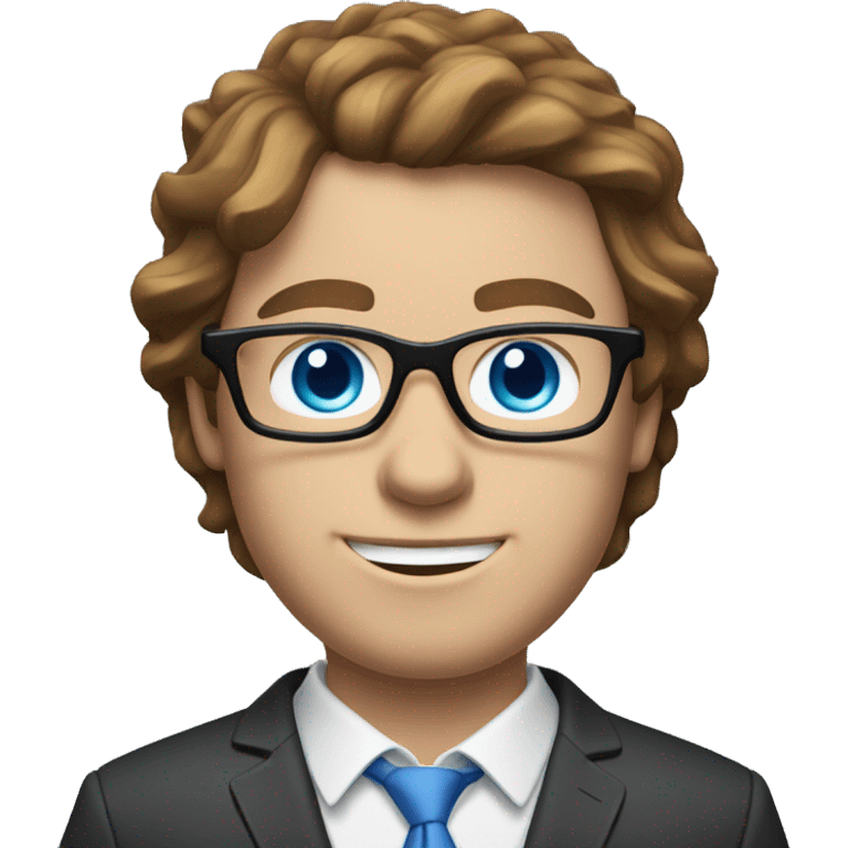 white guy with brown hair, blue eyes and glasses playing xbox emoji