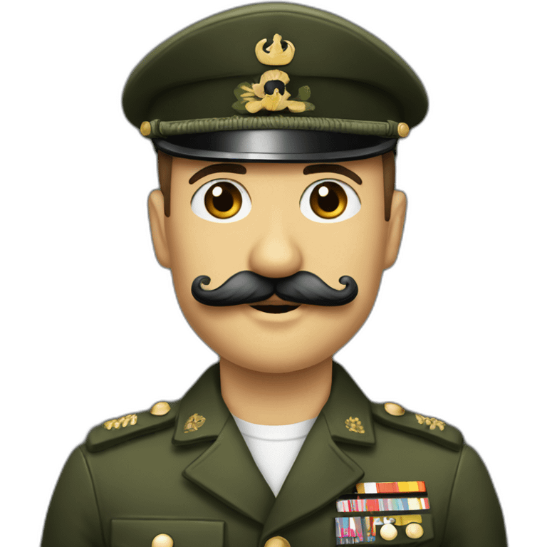 Militaire petite moustache et cheveux noir  emoji