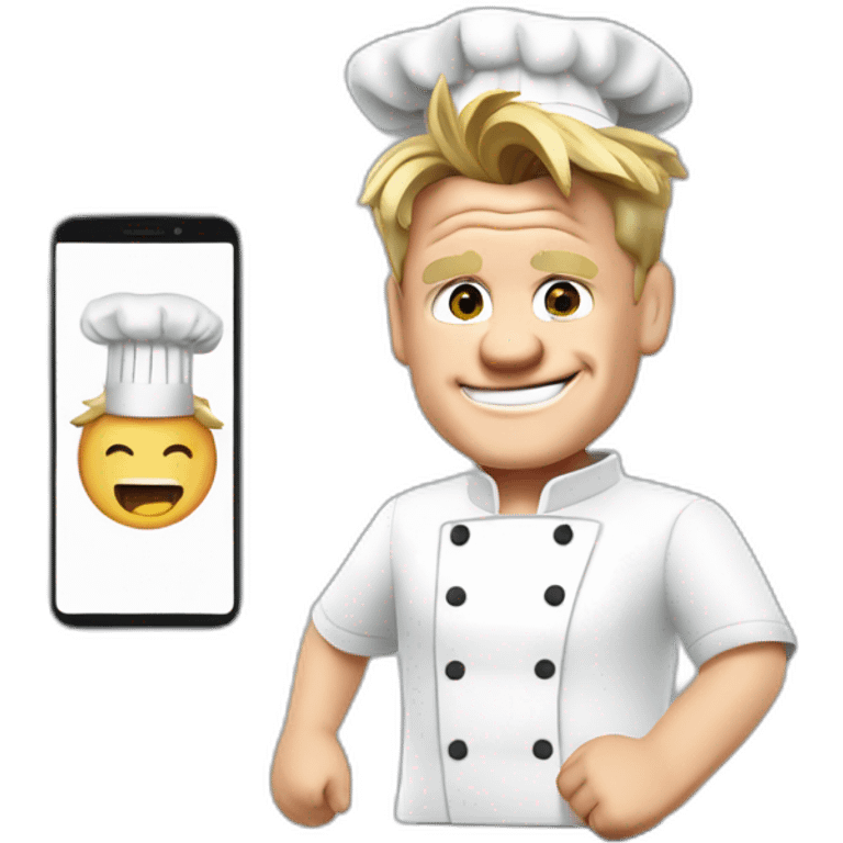 gordon ramsay with chef clothes cooking smartphone emoji