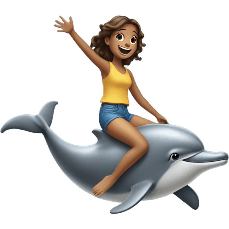 Girl riding dolphin emoji