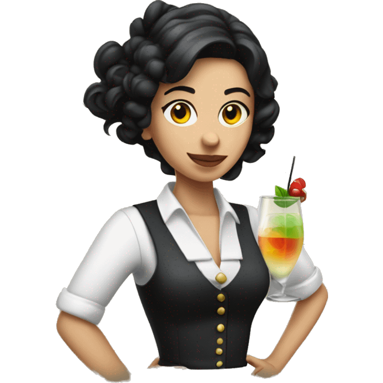 white barmaid dark hair shaking a cocktail emoji