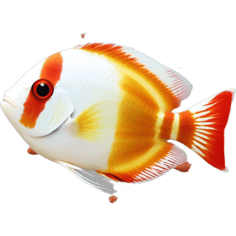 DISCUS SYMPHYSODON white orange red emoji