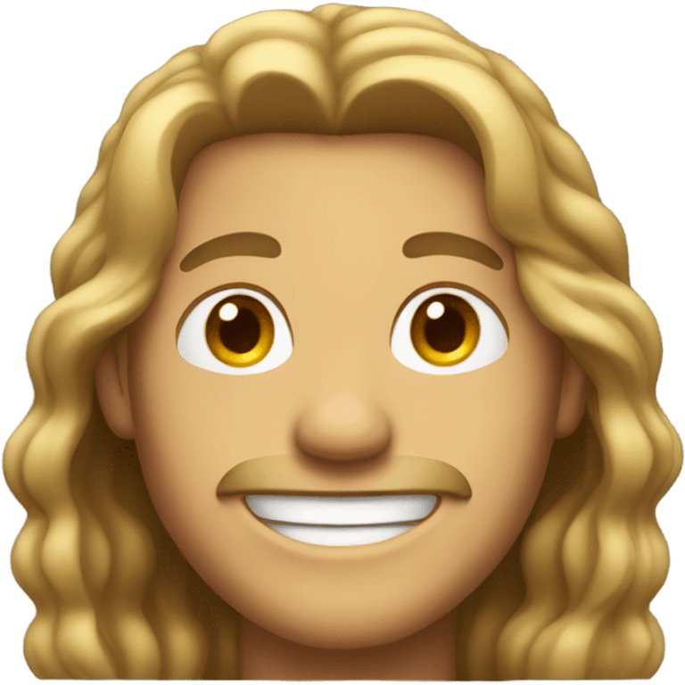 smiling man with long hair emoji