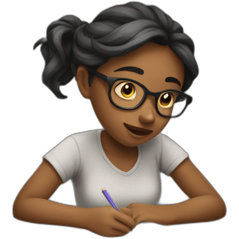 A girl preparing for her exams emoji