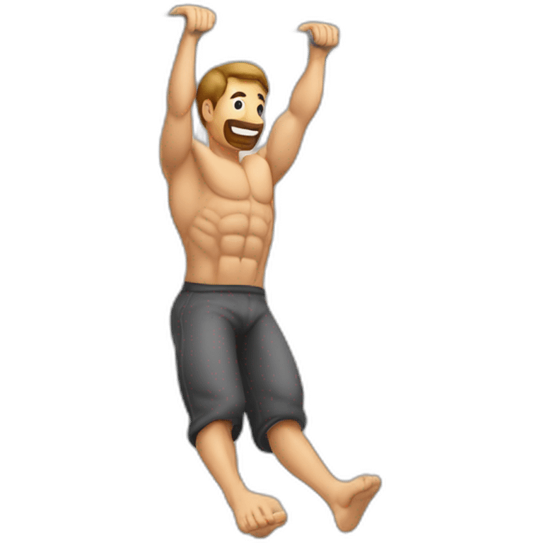 a man doing a pull-up on a calisthenics bar emoji