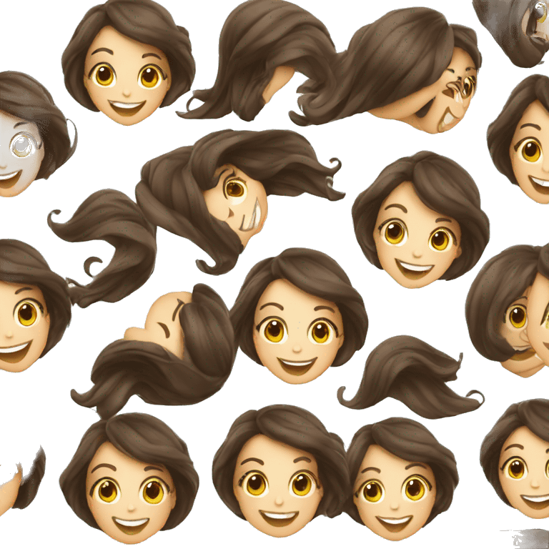 joyful brunette girl with smile realistic  emoji