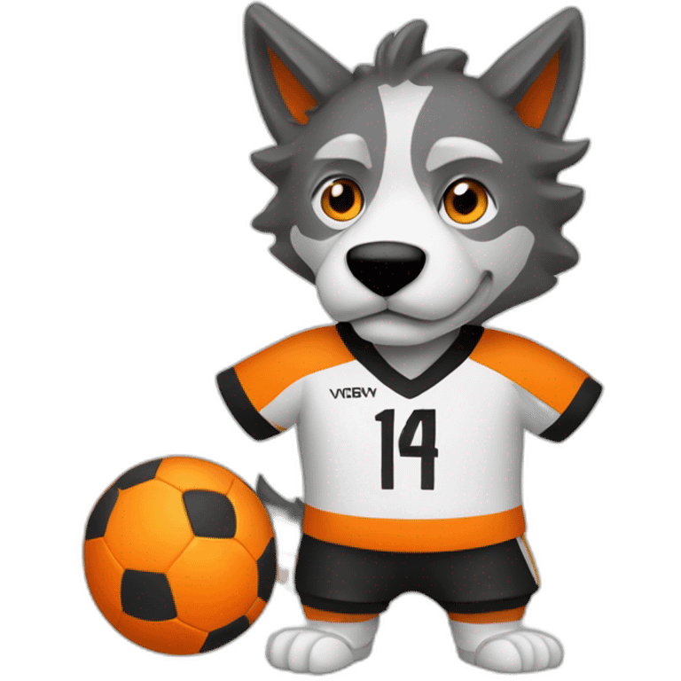 Footballeur loup avec tenu orange et noir  emoji