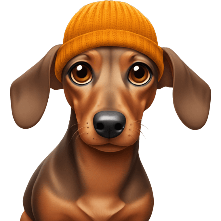 Dachshund wearing a beanie emoji