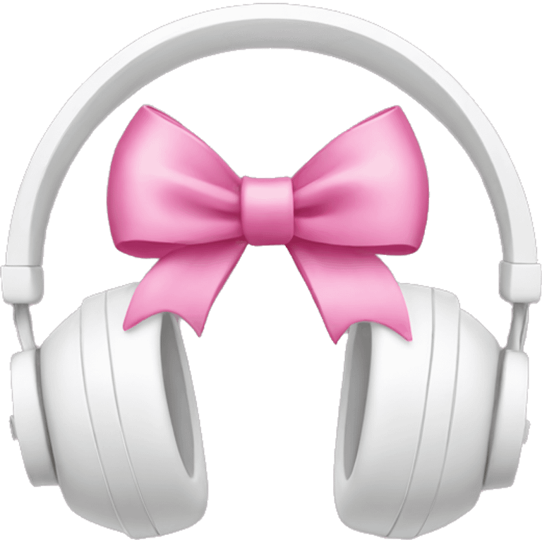 White headphones with pink bows on the sides emoji