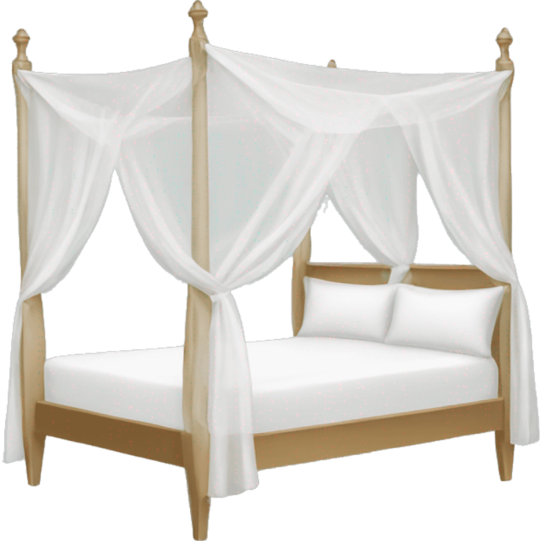 White  silk canopy bed  emoji