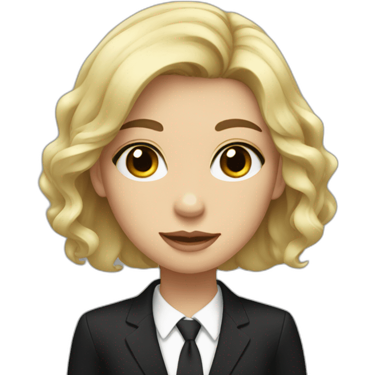 Girl with black hair in black suit emoji