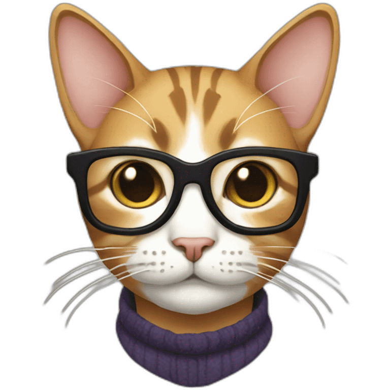 nerdy cat with mustache and beard emoji