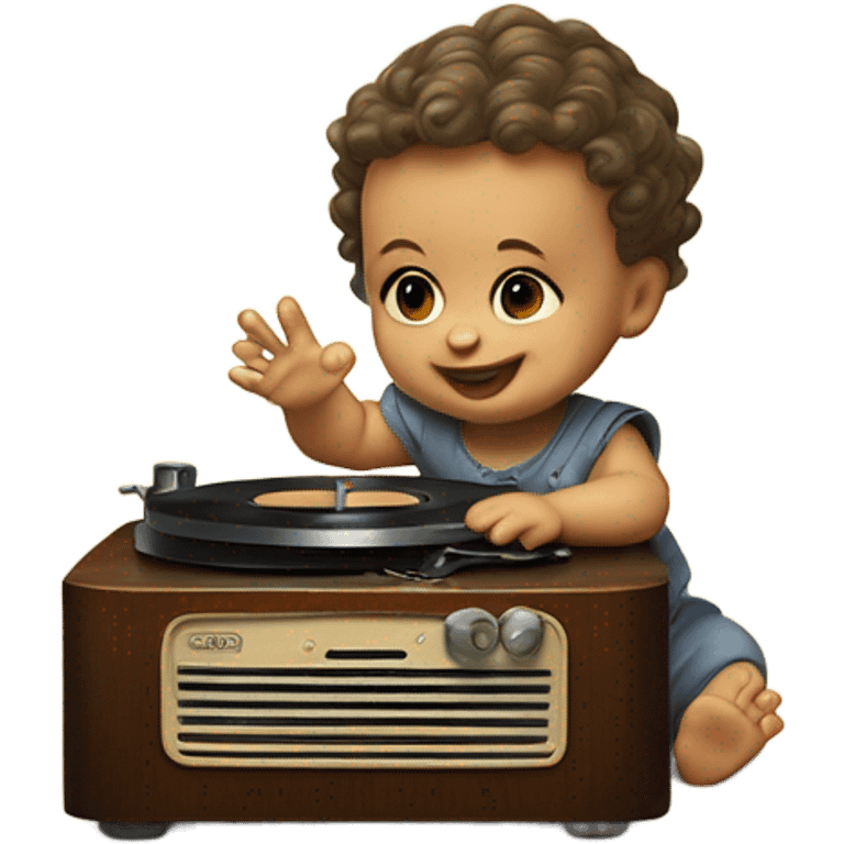 Baby on a record player emoji