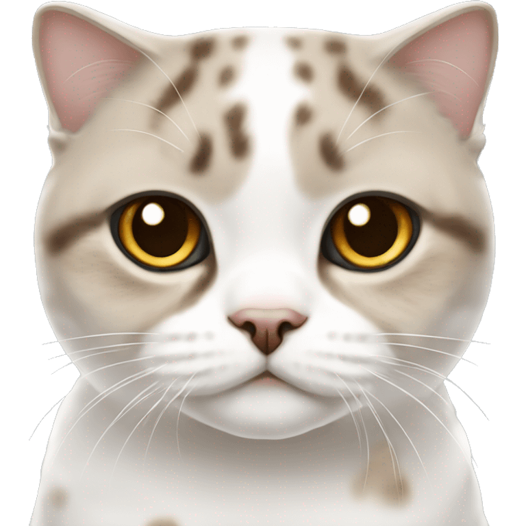 White with brown spots Scottish fold cat  emoji