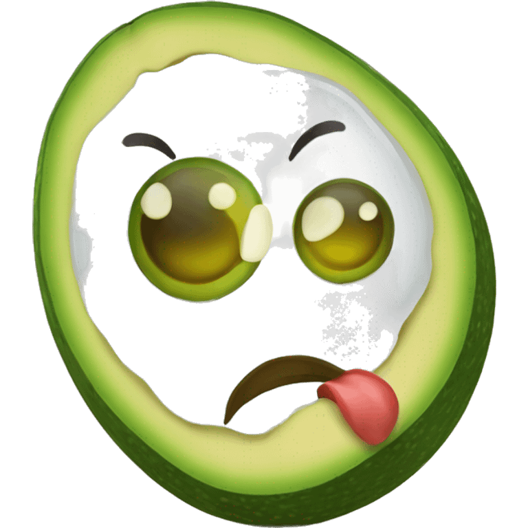 Un aguacate con pestañas y ojos verdes emoji