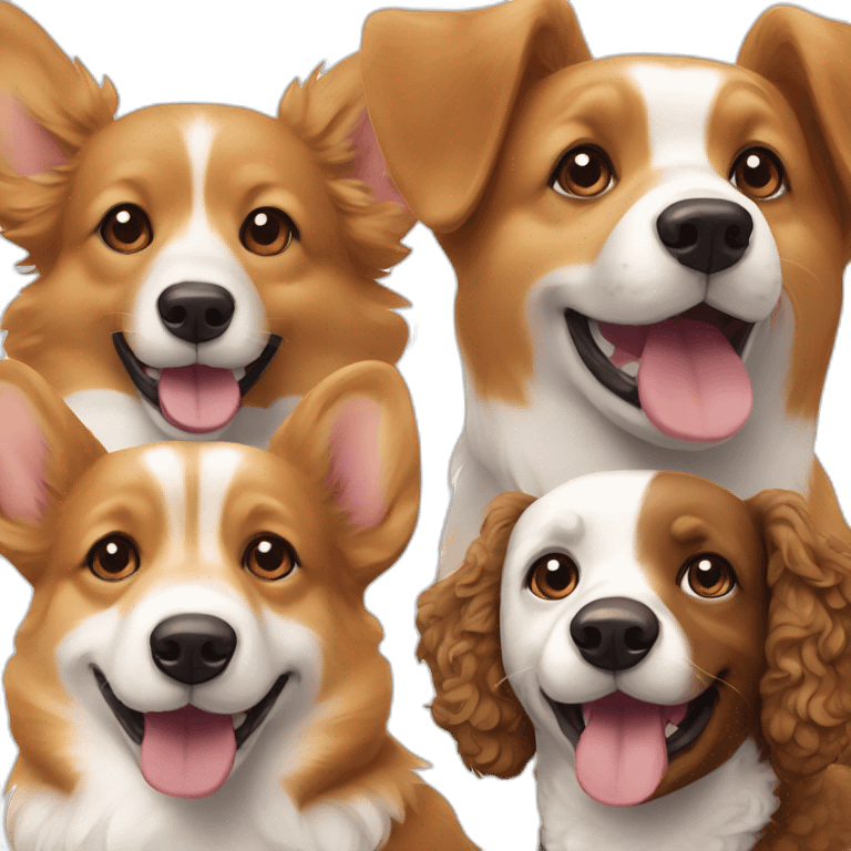 Two dogs smiling corgi and brown poodle emoji