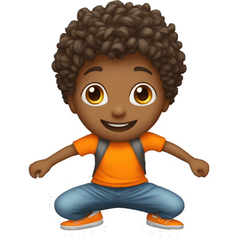 kid dance with orange t shirt emoji