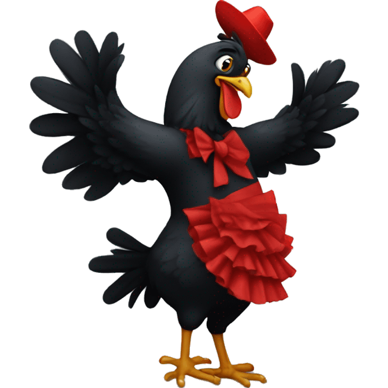 Black chicken dances Flamenco emoji