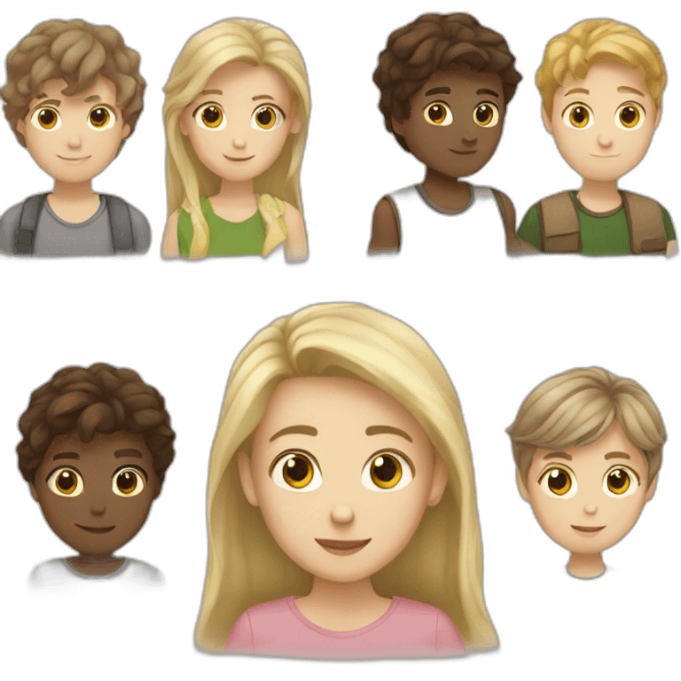 Blonde boy, brown haired boy, and brown haired girl emoji