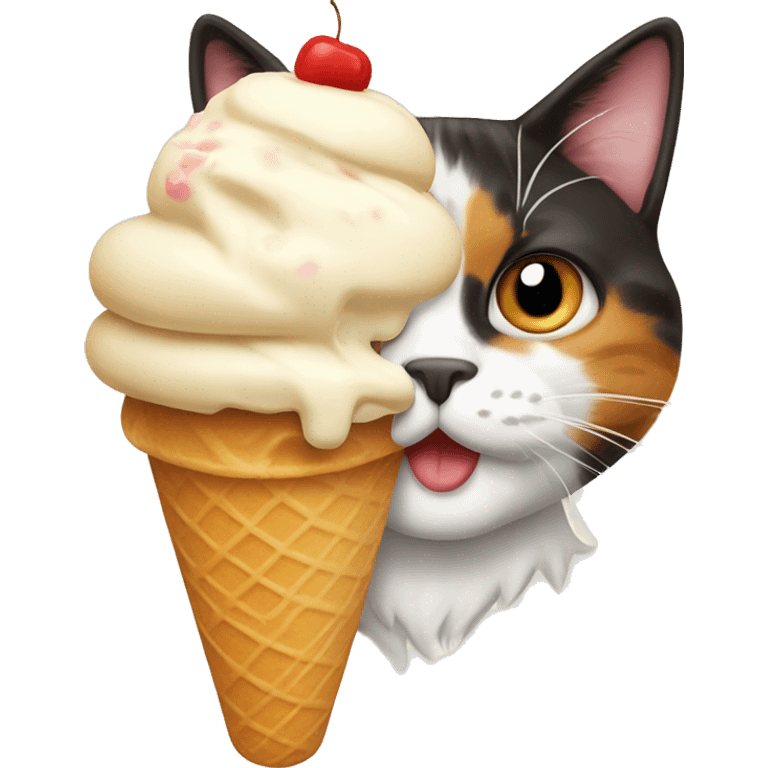 Icecream with calico cat emoji