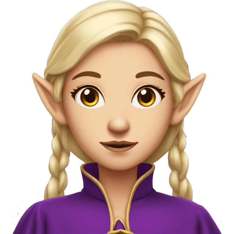 Noble female Elf with Elf ears and blonde hair and purple robes confused look emoji