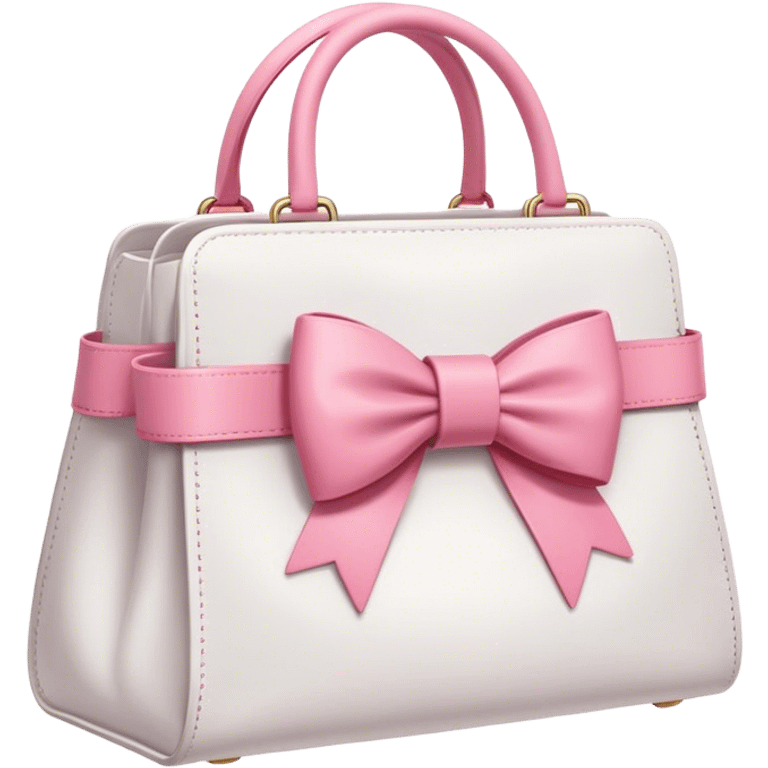 A white bag with a pink bow on the strap emoji