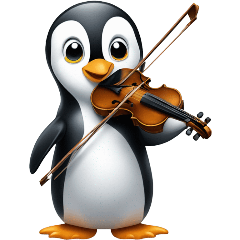 Penguin playing violin emoji