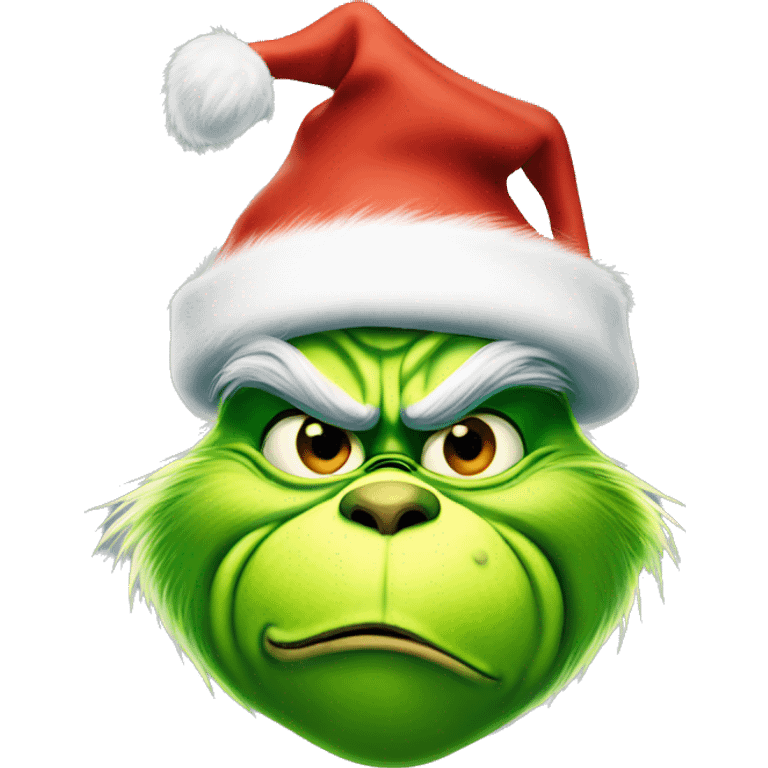 The grinch wearing a Christmas hat emoji