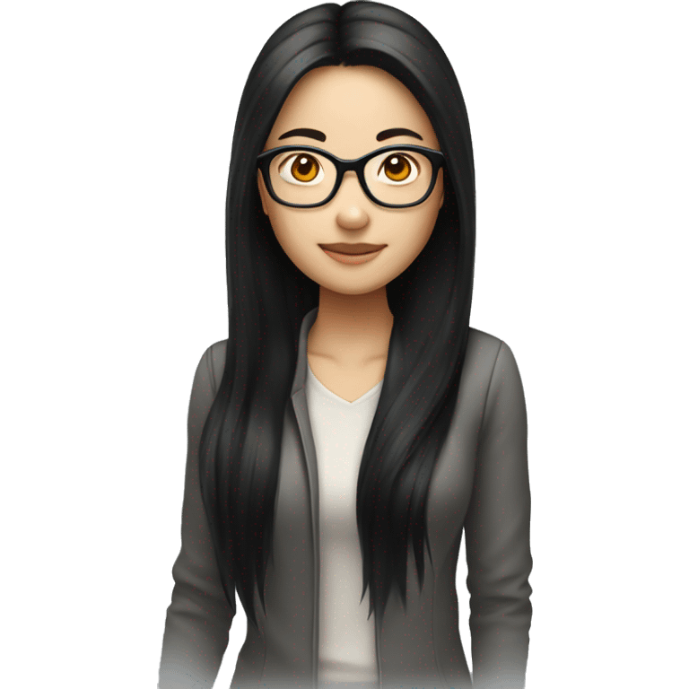 female, asian long black hair, eyeglass emoji