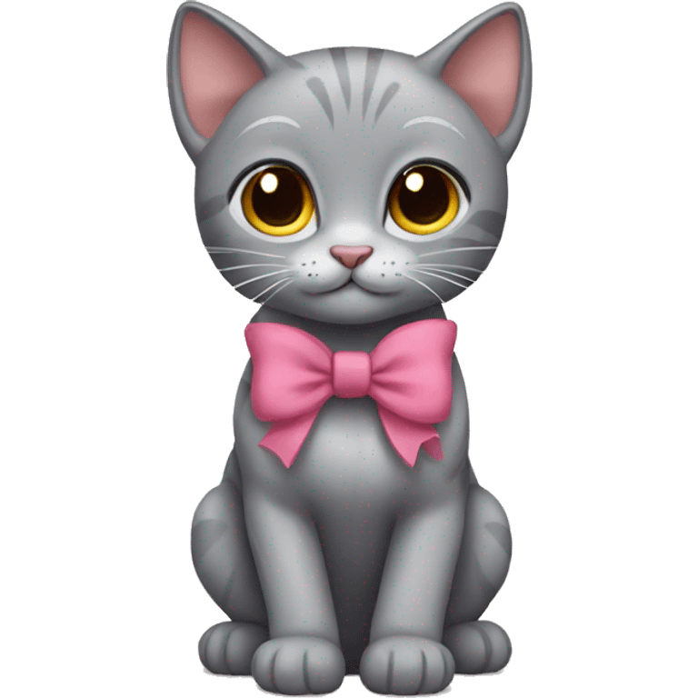 Grey kitty with bow emoji