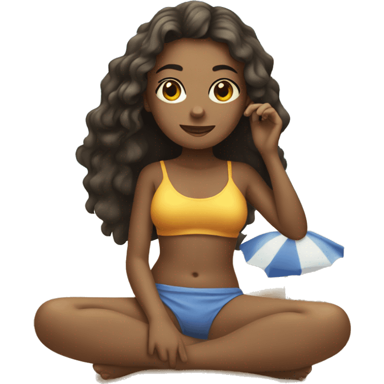 girl relaxing on the beach emoji