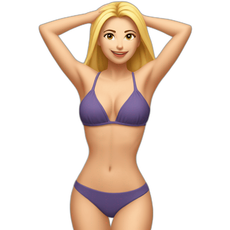 Sexy pose Soft-fit Caucasian woman bikini (hands-in-hair pose) (full body) emoji